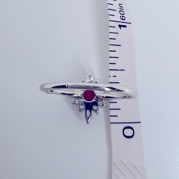 Sale $18 Firm! .925 Sterling Silver Starburst Simulated Ruby Cz Ring - Picture 8 of 15